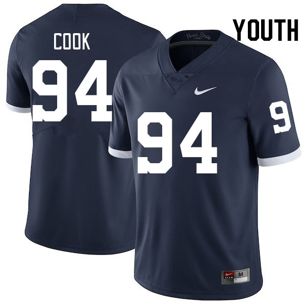 Youth #94 De'Andre Cook Penn State Nittany Lions College Football Jerseys Stitched-Retro